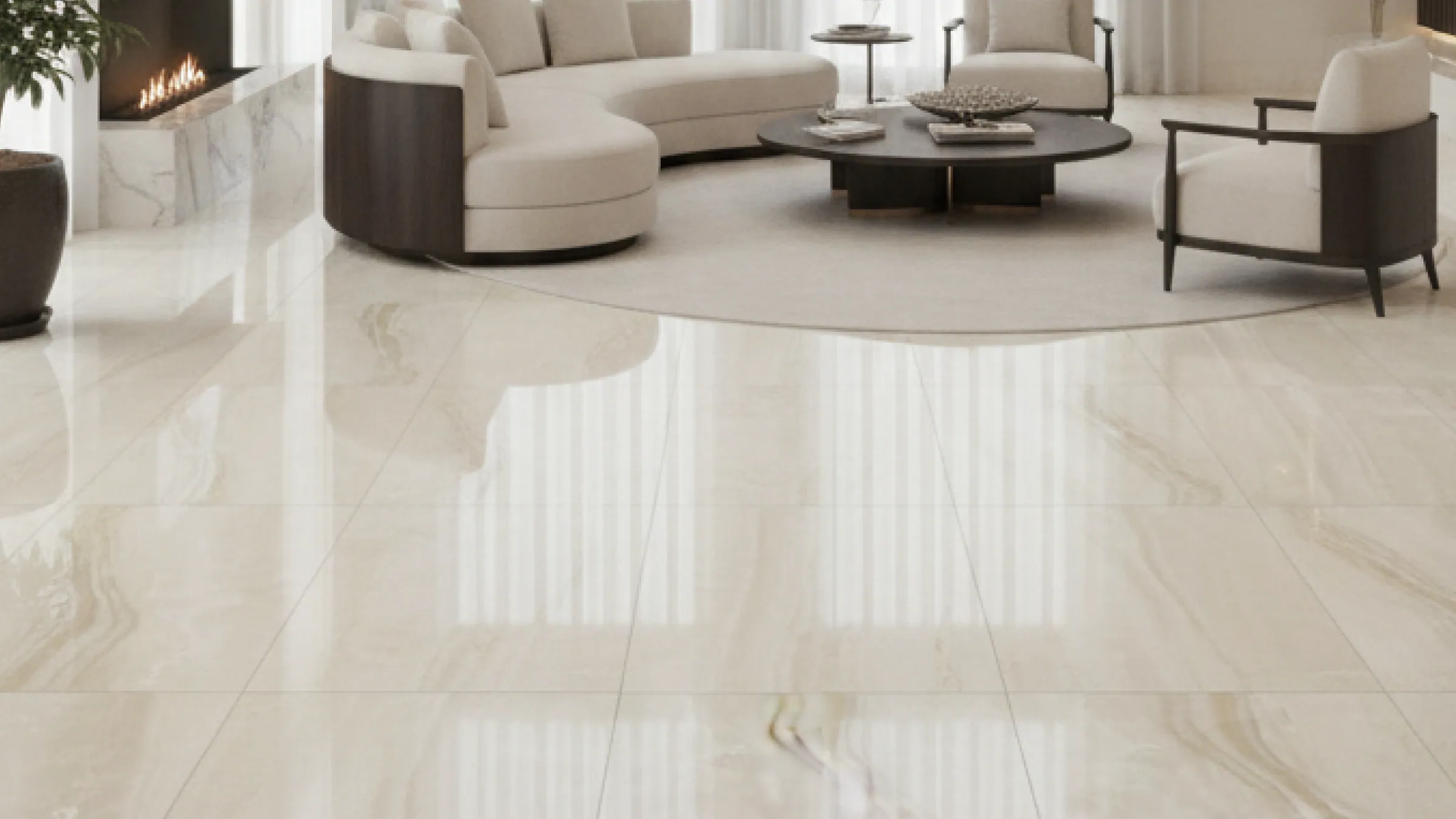 Gray Marble — comedor con mármol gris pulido